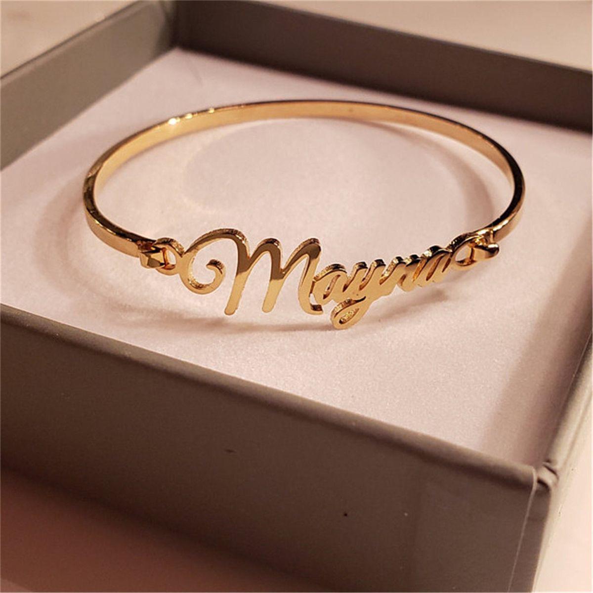 18k Gold Plated Customized Bangle Bracelet For Girls
