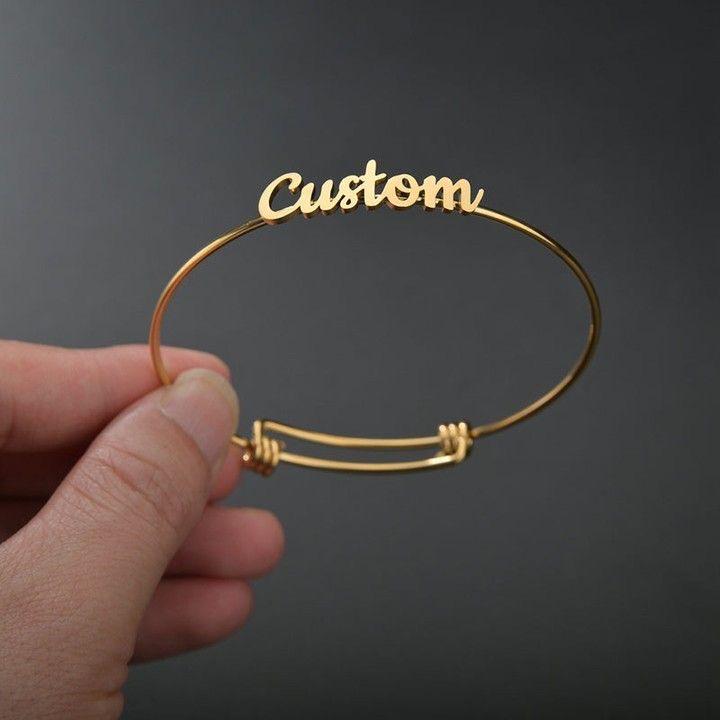 18k Gold Plated Customized Bangle Bracelet For Girls