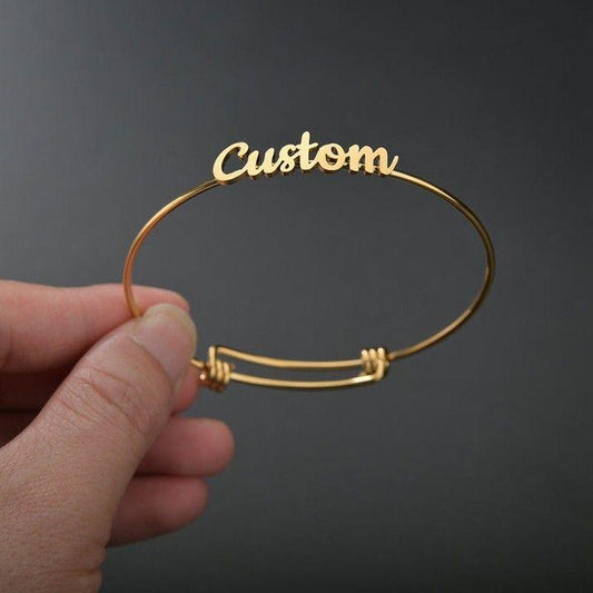 18k Gold Plated Customized Bangle Bracelet For Girls